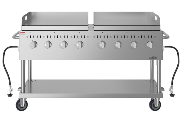 Product image #6 for KoolMore 60-Inch Mobile Outdoor Charbroiler Grill with 8 Burners, Dual 30-Inch Griddle Plates, Propane
