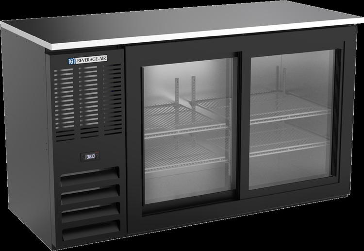 Product image #2 for Beverage-Air Two-Section Shallow Depth Food-Rated Back Bar Refrigerator with Sliding Glass Doors, 58 Inches Wide