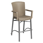 Thumbnail image #1 for Grosfillex Havana Classic US254181 Outdoor Bar Stool with Arms, Synthetic Wicker Seat and Back, Taupe