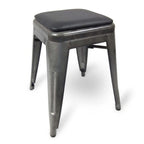 Thumbnail image #1 for JustChair Manufacturing Industrial Collection G42518X-PS-COM Backless Upholstered Stacking Stool, Tolix Style, Galvanized Metal Frame, COM
