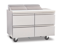Delfield 60-Inch Two-Section Sandwich/Salad Prep Table Refrigerator with 4 Drawers and 12-Pan Capacity