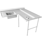 Thumbnail image #1 for IMC/Teddy ISDS-48 Soiled Dish Table with Pre-Rinse Sink & Landing Shelf, Island, Right-to-Left, 72" Machine-to-Corner, 48" Corner-to-End, 14-Gauge