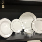Thumbnail image #1 for Kadra Kitchenware Vikko Luxe VL-2055-LS 20-Piece White Dinnerware Set with Silver Accents