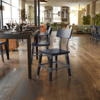 Thumbnail image #2 for Flash Furniture 2-XU-DG-W0236-BLK-GG Rustic Black Stackable Wood Dining Chair with Wood Seat and Back, 500 lb Capacity