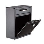 Thumbnail image #2 for Alpine Industries ADI631-05-BLK-KC Wall-Mount Mailbox with Key and Combination Lock, Black, 10.4"W x 4.5"D x 12"H Case of 5