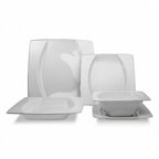 Thumbnail image #1 for Kadra Kitchenware Vikko Luxe VL-2054-ES 20-Piece White Dinnerware Set with Silver Accents