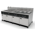 Thumbnail image #1 for Giles Enterprises EOF-10-10/FFLT/24/24 4-Tank Electric Banked Fryer with Built-In Filtration, Programmable Controls, 55/170 lb Fat Capacity