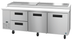 Thumbnail image #5 for Hoshizaki Steelheart 93-Inch Three-Section Pizza Prep Table with Doors and Drawers