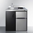 Thumbnail image #3 for Summit Commercial CK36ELGLASS 36-Inch Freestanding All-in-One Kitchenette with Sink, Two-Burner Electric Cooktop, 3.2 Cu. Ft. Refrigerator-Freezer
