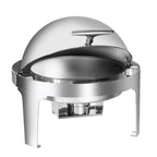 Thumbnail image #2 for Browne USA Foodservice 575138 Round Stainless Steel Chafer, 7 qt, Retractable Vented Roll-Top, Canned Heat