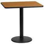 Thumbnail image #1 for Flash Furniture XU-NATTB-2430-TR18-GG Rectangular Pedestal Dining Table, 30"W x 24"D x 31-1/8"H, Natural Laminate, Black PVC Edge