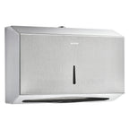Thumbnail image #1 for Alpine Industries ALP481S Wall-Mounted Manual Stainless Steel Folded Towel Dispenser with Lock Case of 10