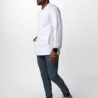 Thumbnail image #1 for Chef Works CBN01-WHT-3XL Double-Breasted Long-Sleeve Chef Coat with 3-Divide Thermometer Pocket, White, 3XL