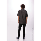 Thumbnail image #2 for Chef Works Detroit SKS002-BLK-4XL Black Cotton Denim Chef Shirt, Short Sleeve, Button Front, 4XL