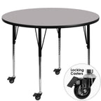 Thumbnail image #1 for Flash Furniture XU-A42-RND-GY-T-A-CAS-GG Round Adjustable-Height Activity Table, 42" Diameter, Gray Laminate Top