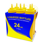 Thumbnail image #2 for New Star Foodservice Inc. 26580 24 oz Yellow Plastic Wide-Mouth Squeeze Bottle with Cap, Single Tip Case of 4