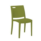Thumbnail image #1 for Grosfillex Metro US356282 Outdoor Resin Stacking Side Chair, Hole-Cutout Back, Cactus Green Case of 4