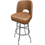 Thumbnail image #2 for Oak Street SL9134 Swivel Bar Stool, Upholstered Cutout Back, Upholstered Bucket Seat, Chrome Double-Rung Frame