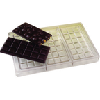 Thumbnail image #1 for Matfer Bourgeat 380240 Polycarbonate Chocolate Mold, 3 Bars with 18 Squares Each, Non-Flexible