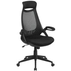Thumbnail image #1 for Flash Furniture HL-0018-GG High-Back Mesh Executive Swivel Office Chair with Headrest, Upholstered Waterfall Seat, Flip-Up Padded Arms and Casters