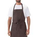 Thumbnail image #1 for Chef Works F8-ESP-0 Butcher Bib Apron, 34"L x 24"W, adjustable neck buckle, center-divided patch pocket, 65/35 poly/cotton, espresso