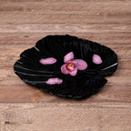 Thumbnail image #2 for G.E.T. The Naturals - EGS M14PL-B 14" Black Melamine Palm Leaf Platter Case of 3