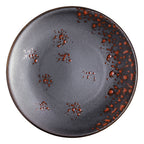 Thumbnail image #1 for Vertex China London Moonstone LMC-C16 10" Round Porcelain Coupe Plate, Hand-Painted Matte Black/Terra Cotta Reactive Glaze Case of 2 Dozen