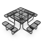 Thumbnail image #1 for Flash Furniture SLF-EMS46-H60L-BK-GG Outdoor Round Picnic Table, 46-Inch Expanded Metal Mesh Top, Black Steel Frame, Thermoplastic Coating