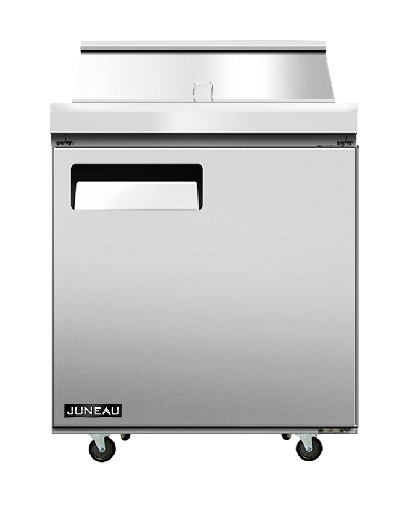 Product image #5 for Juneau 28-Inch 1-Section Refrigerated Prep Table with Rear-Mounted Self-Contained Refrigeration, 8-Pan Capacity