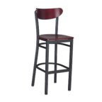 Thumbnail image #1 for G & A Commercial Seating Santos 611VS Armless Commercial Bar Stool, Veneer Back and Seat, Matte Black Steel Frame, Footrest