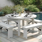 Thumbnail image #2 for Flash Furniture Hercules XA-F-60-RD-WH-GG Round 60" White Solid Pine Dining Table with 1" Plank Top and Foldable Locking Legs
