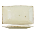 Thumbnail image #1 for International Tableware Savannah SV-127-KH Rectangular Stoneware Platter, 12-1/4" x 7-3/8", Khaki, Embossed, Speckled, Rolled Edge 1 Dozen