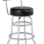 Thumbnail image #1 for ATSMFG ATS AT&S-SR-3-ATT MFG Swivel Bar Stool, Upholstered Back and Round Seat, Black Vinyl, Chrome Ring Base