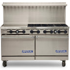 Thumbnail image #1 for Imperial (Middleby) ER-6-G24 Commercial Gas Range, 6 Open Burners, 24" Steel Griddle, 2 Standard Ovens