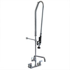 Thumbnail image #1 for NBR Equipment P2W8S10-PU Wall-Mount Pre-Rinse Unit with 10-Inch Swing Spout, 18-Inch Riser and 44-Inch Stainless Steel Hose