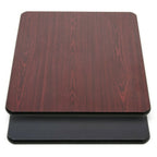 Thumbnail image #1 for JustChair Manufacturing JER4242-B/DM Square Reversible Melamine Table Top, 42" x 42", Black/Dark Mahogany, Black T-Mold Edge