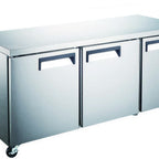 Thumbnail image #1 for Drago DRUC72R Three-Section Undercounter Refrigerator, Solid Doors, Stainless Steel Exterior, 1/3 HP, 72"W