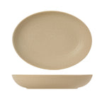 Thumbnail image #1 for Tuxton China Zion VYB-350Y 35 oz Oval Embossed Porcelain Bowl, Matte Beige 1 Dozen