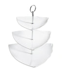 Thumbnail image #1 for CAC China Catering Collection PTE-T3 3-Tier Triangular Porcelain Serving Tray, 13-1/2"H, White Case of 8