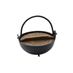Thumbnail image #1 for Korin Inc IP-104-18 18 oz Aluminum Round Footed Pot with Wooden Lid and Top Handle, Black