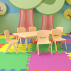 Thumbnail image #2 for Flash Furniture Emmy YU-YCX-0013-2-RECT-TBL-NAT-E-GG Preschool Rectangular Activity Table Set, 48 x 24 in, Adjustable Height, 6 Stacking Chairs