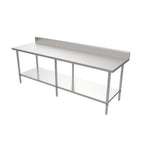 Thumbnail image #1 for ATSMFG MET MET-WTHB-3096 ATS MFG Stainless Steel Work Table with Backsplash and Undershelf, 96"W x 30"D, 304 Stainless Steel Top