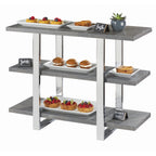 Thumbnail image #1 for Cal-Mil Ashwood 3708-83 3-Tier Rectangular Frame Riser, 32"W x 13-3/4"D x 25"H, Metal Frame, Oak Shelves, Gray Wash