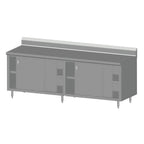 Thumbnail image #1 for SPG International Universal Stainless 7CBT-24BD Enclosed Work Table with Sliding Doors, 84"W x 24"D, 16/300 Stainless Top, 6" Backsplash