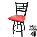 Thumbnail image #1 for Oak Street SL0163S Counter-Height Swivel Bar Stool with Windowpane Metal Back, Welded Footring and Black Wrinkle Powder-Coat Frame