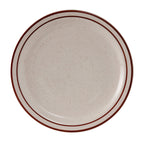 Thumbnail image #1 for Tuxton China Bahamas TBS-009 Ceramic Dinner Plate, 9-1/2" Round, Narrow Rim, American White/Eggshell with Brown Speckle Case of 2 Dozen