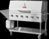 Thumbnail image #4 for Omcan 47.2-Inch Mobile Outdoor Propane 6-Burner 304 Stainless Steel BBQ Grill with Roll Dome