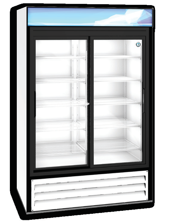 Product image #5 for Hoshizaki Two-Section Reach-In Refrigerated Glass Door Merchandiser, 38.26 Cu. Ft., Bottom Mount, Sliding Doors, White