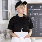 Thumbnail image #2 for Chef Revival CS006BK-XL Cook Shirt, X-Large, Short Sleeve, Snap Front, Chest Pocket, Poly/Cotton, Black