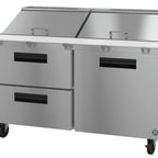 Thumbnail image #5 for Hoshizaki Steelheart SR60B-24MD2 60-Inch Two-Section Mega Top Prep Refrigerator, 24 1/6-Size Pan Rail, One Door, Two Drawers